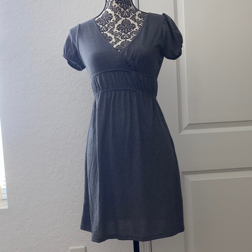 American City Wear Blue Puff Sleeve V-Neck Sundress